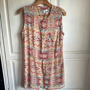 CAbi Multicolor Sleeveless Blouse tunic - button up - size M